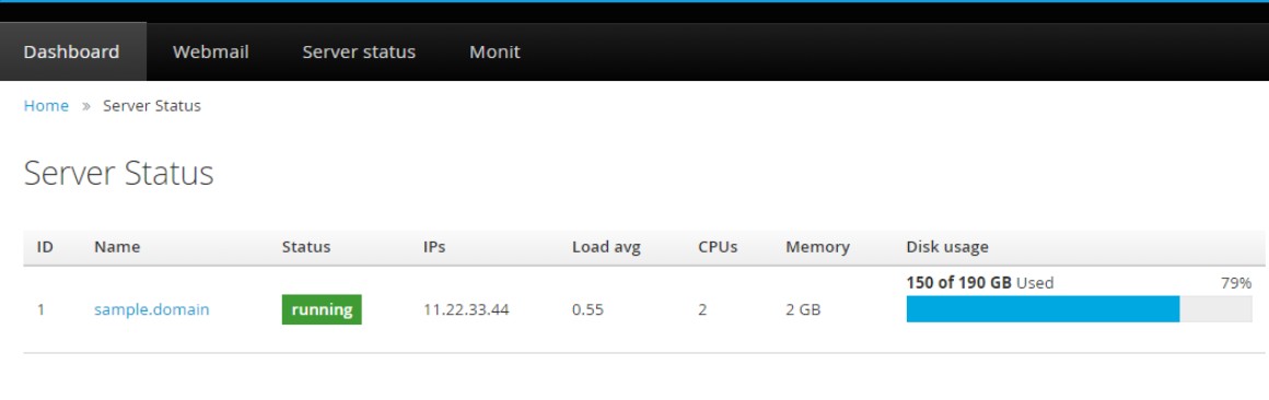 Reqad 2019 - Server Status (PatternFly UI)